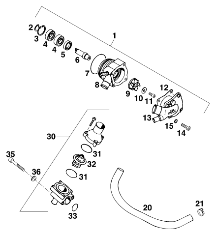 Sprängskiss: Water Pump – KTM 620 LC-4 Competition