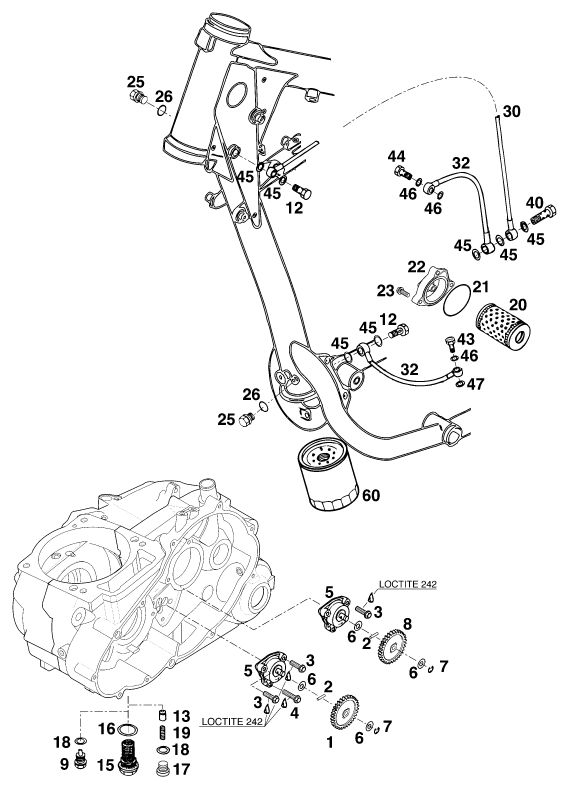 Sprängskiss: Lubricating System – KTM 620 LC-4 Competition