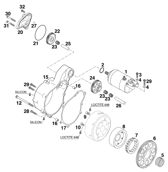 Sprängskiss: Electric Starter – KTM 640 LC 4 '98