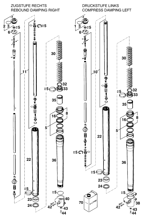 Sprängskiss: Front Fork Disassembled – KTM 620 EGS-E ADVENTURE