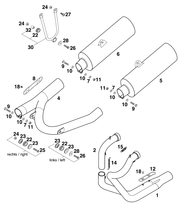Sprängskiss: Exhaust System – KTM 620 EGS-E ADVENTURE