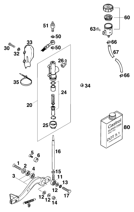 Sprängskiss: Rear Brake Control – KTM 620 EGS-E ADVENTURE