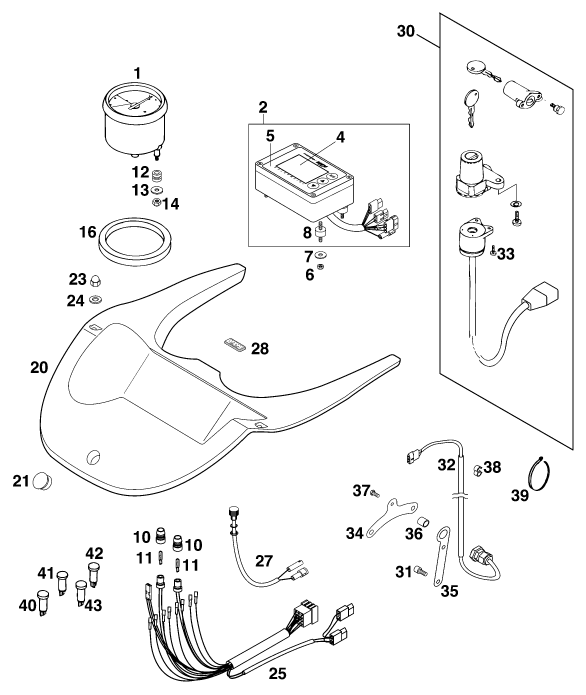 Sprängskiss: Instruments / Lock System – KTM 640 ADVENTURE-R D