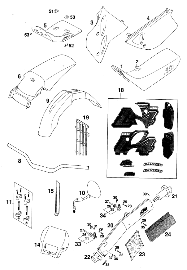 Sprängskiss: New Parts – KTM 620 COMPETITION LIMITED 20kW