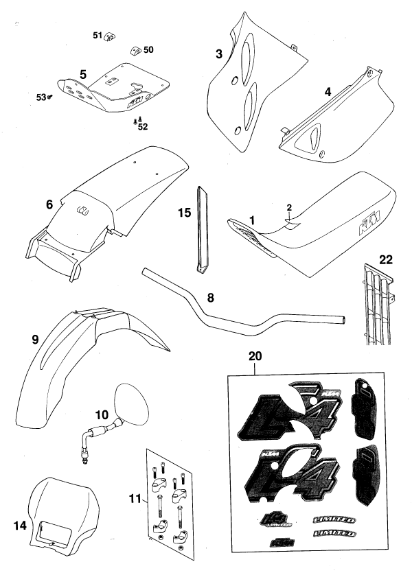 Sprängskiss: New Parts – KTM 620 ENDURO LIMITED