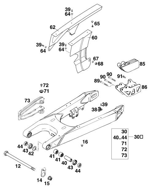 Sprängskiss: Swing Arm – KTM 620 COMPETITION LIMITED 20kW