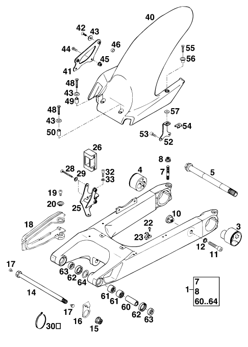 Sprängskiss: Swing Arm – KTM 620 DUKE-E 37KW