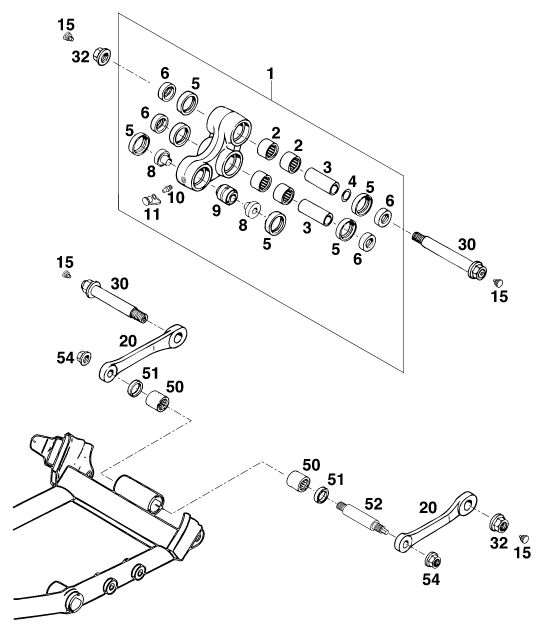 Sprängskiss: Pro Lever Linking – KTM 620 DUKE-E 37KW