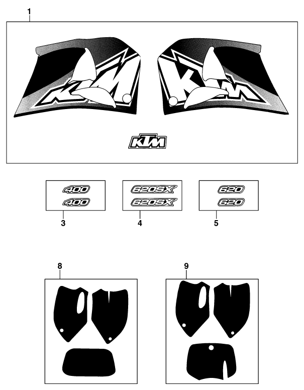 Sprängskiss: Decal – KTM 620 SUP-COMP WP