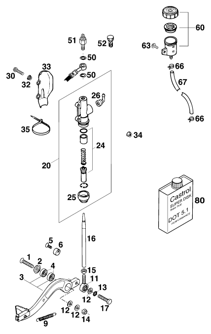 Sprängskiss: Rear Brake Control – KTM 620 COMPETITION LIMITED 20kW