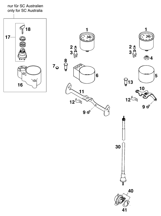 Sprängskiss: Instruments / Lock System – KTM 620 SUP-COMP WP