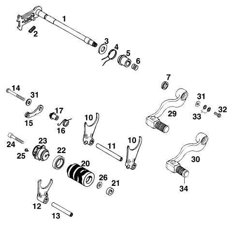 Sprängskiss: Shifting Mechanism – KTM 620 COMPETITION LIMITED 20kW