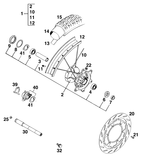 Sprängskiss: Front Wheel – KTM 400 LSE 11LT BLAU