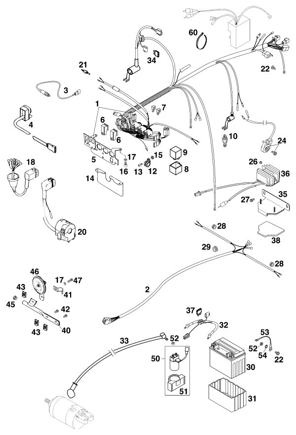 Sprängskiss: Wiring Harness – KTM 400 LSE 11LT BLAU