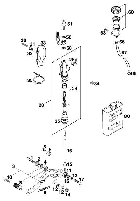 Sprängskiss: Rear Brake Control – KTM 620 DUKE-E 37KW