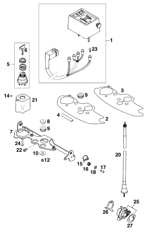 Sprängskiss: Instruments / Lock System – KTM 400 LSE 11LT BLAU