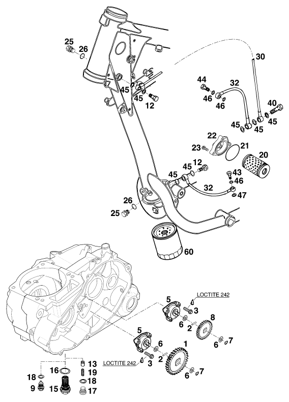 Sprängskiss: Lubricating System – KTM 620 EGS-E 35KW 11LT BLAU