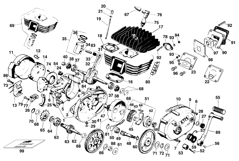 Sprängskiss: Engine Case – KTM 50 MINI ADVENTURE 2001