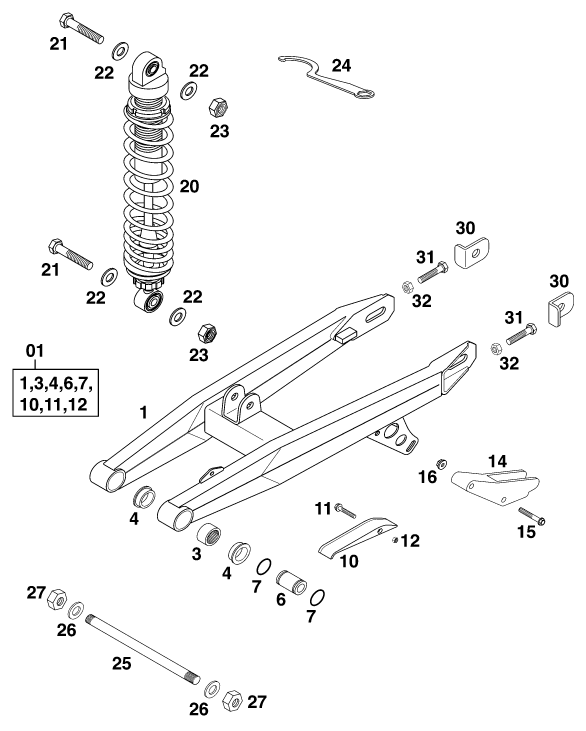 Sprängskiss: Swing Arm – KTM 60 SX