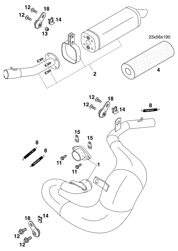 Sprängskiss: Exhaust System – KTM 60 SX