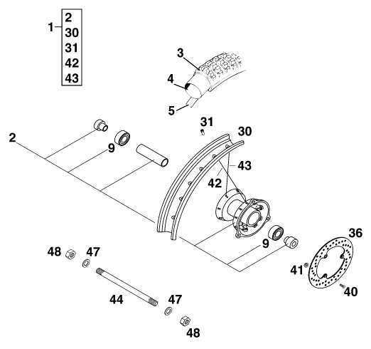 Sprängskiss: Front Wheel – KTM 60 SX