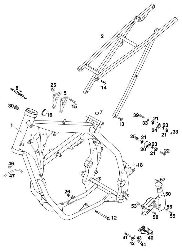Sprängskiss: Frame – KTM 200 MXC '98