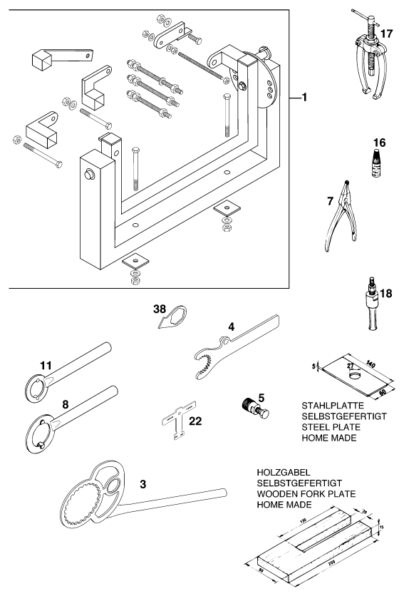 Sprängskiss: Special Tools (Engine) – KTM 125 SX '99