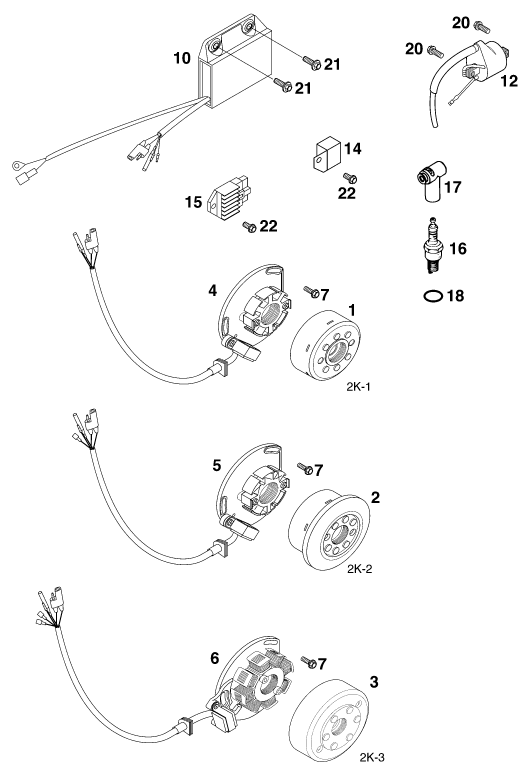 Sprängskiss: Ignition System – KTM 125 SX '99