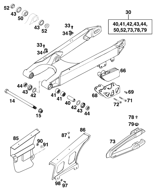 Sprängskiss: Swing Arm – KTM 380 EXC