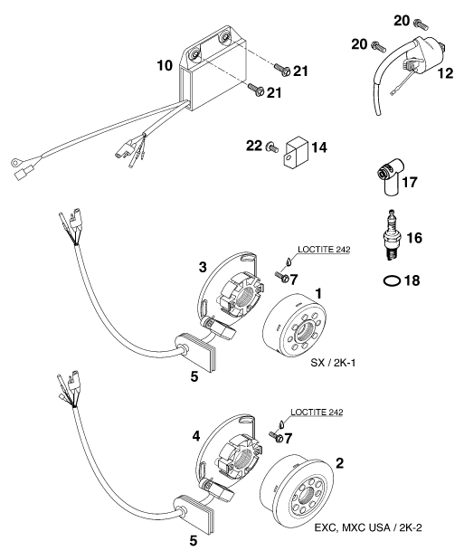Sprängskiss: Ignition System – KTM 250 SX '98