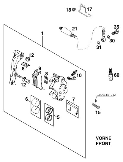 Sprängskiss: Front Brake Caliper – KTM 640 ADVENTURE-R 2000
