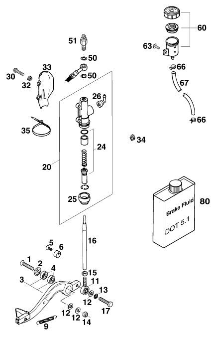 Sprängskiss: Rear Brake Control – KTM 640 ADVENTURE-R D