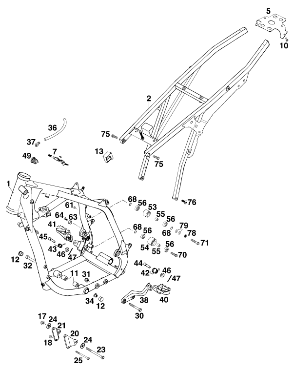 Sprängskiss: Frame – KTM 540 SXC