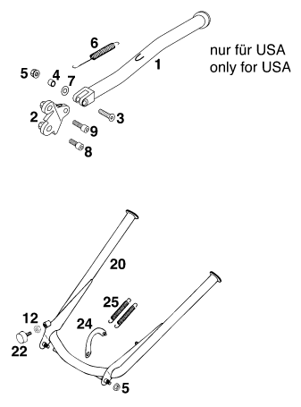 Sprängskiss: Side / Center Stand – KTM 620 SUP-COMP