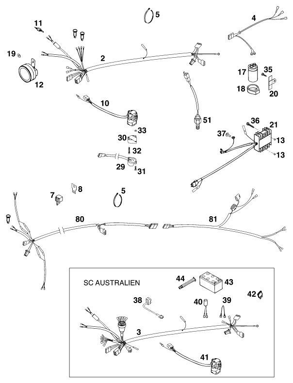 Sprängskiss: Wiring Harness – KTM 620 SUP-COMP