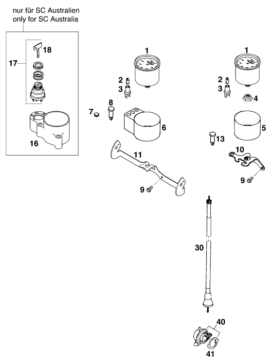 Sprängskiss: Instruments / Lock System – KTM 620 SUP-COMP