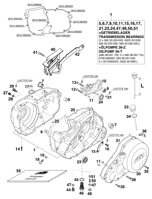 Sprängskiss: Engine Case – KTM 620 LC-4 Competition
