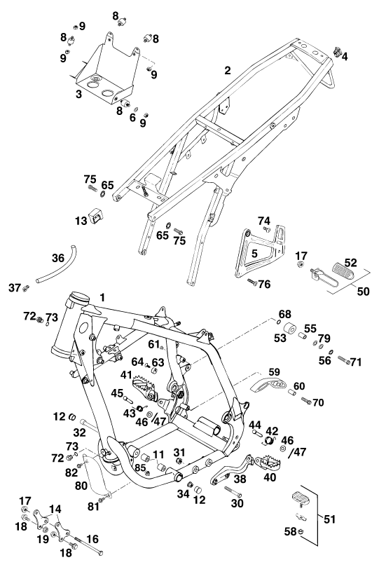 Sprängskiss: Frame – KTM 640 DUKE-E