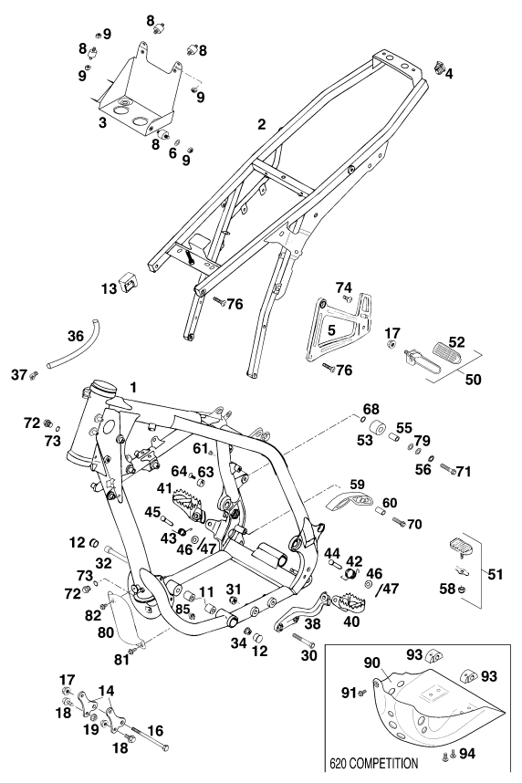 Sprängskiss: Frame – KTM 400 LC 4 '98