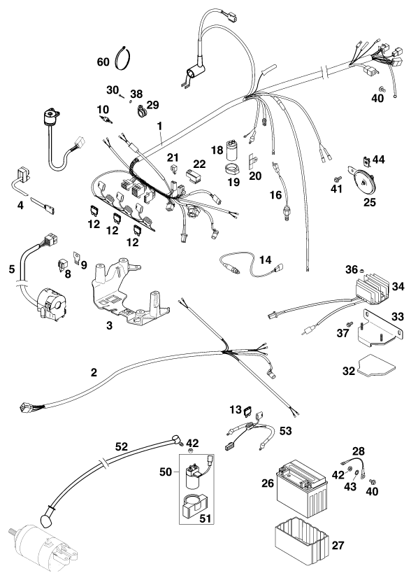 Sprängskiss: Wiring Harness – KTM 400 LC 4 '98