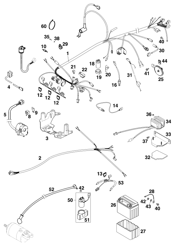 Sprängskiss: Wiring Harness – KTM 640 LC 4 '98