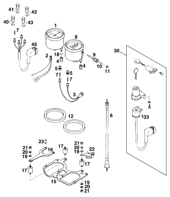 Sprängskiss: Instruments / Lock System – KTM 640 DUKE-E