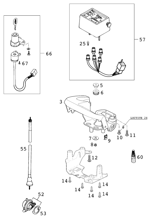 Sprängskiss: Instruments / Lock System – KTM 400 LC 4 '98