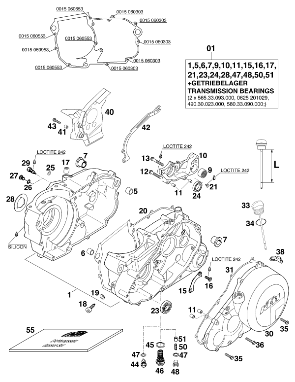 Sprängskiss: Engine Case – KTM 640 LC 4 '98