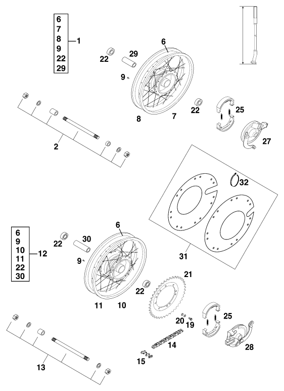 Sprängskiss: Front Wheel – KTM 50 MINI ADVENTURE 2001
