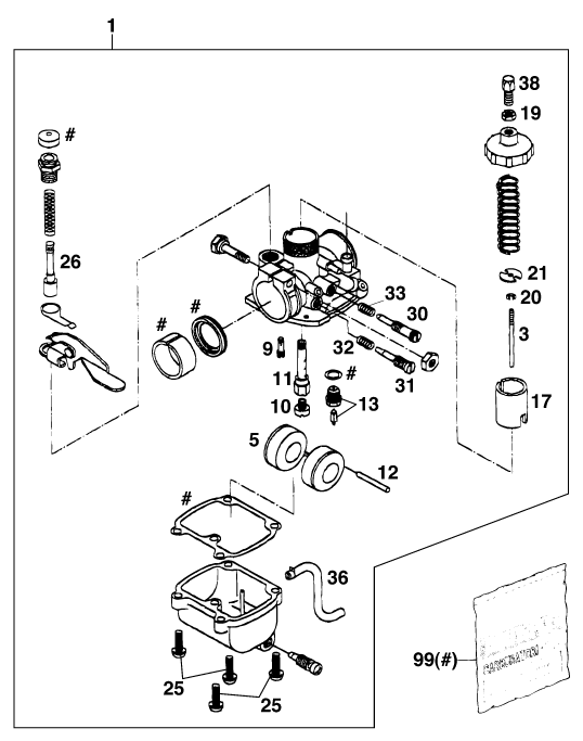 Sprängskiss: Carburetor – KTM 50 MINI ADVENTURE 2001