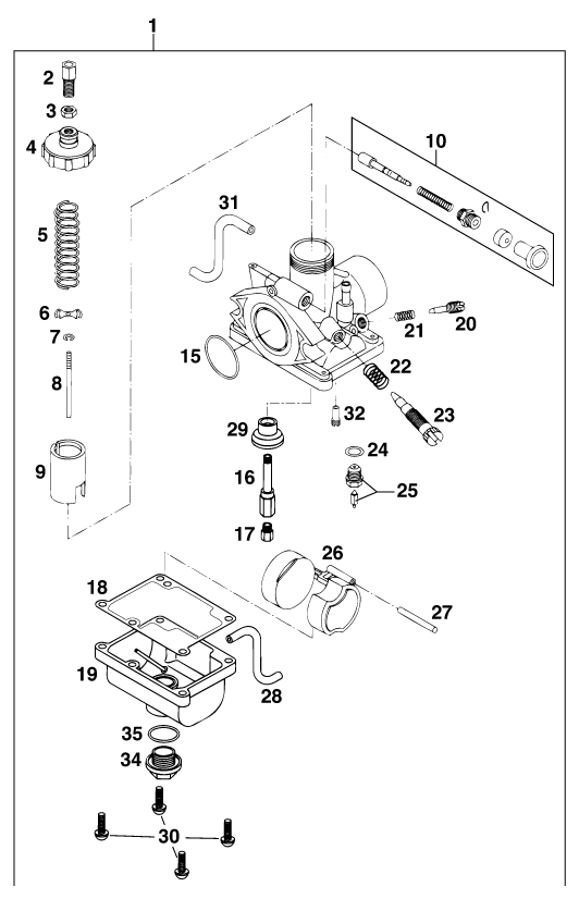 Sprängskiss: Carburetor – KTM 50 MINI ADVENTURE 2001