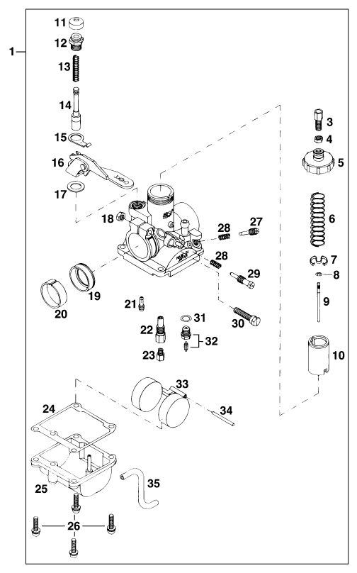 Sprängskiss: Carburetor – KTM 50 MINI ADVENTURE 2001