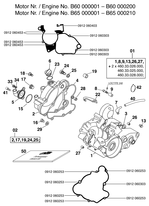 Sprängskiss: Engine Case – KTM 60 SX 2000