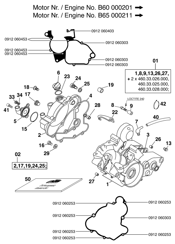 Sprängskiss: Engine Case – KTM 60 SX 2000